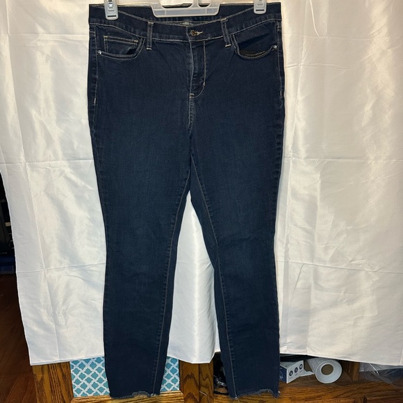 NY&C New York & Company Dark Wash Skinny Jeans Lace Up Hem Size 14 013124-4 - Picture 2 of 4